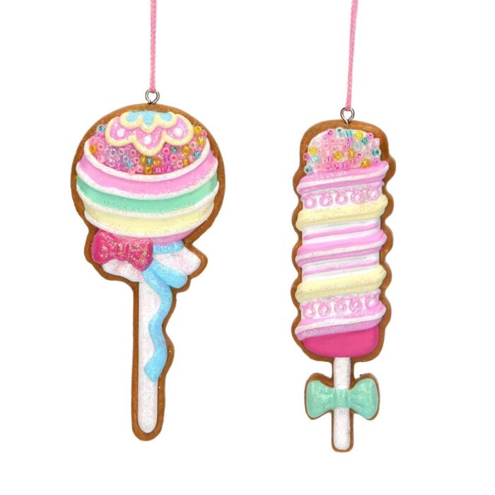 Gisela Graham Pastel Gingerbread Lollies set